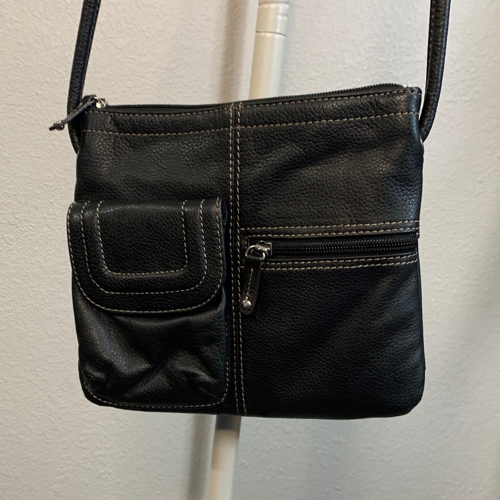 Tignanello Black Leather Crossbody‎ Bag